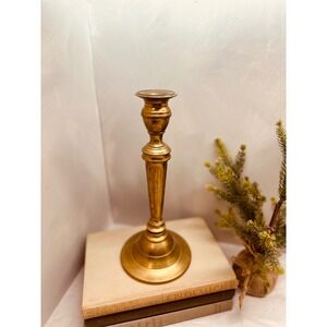Vintage Solid Brass Heavy Traditional Column Candlestick 10in